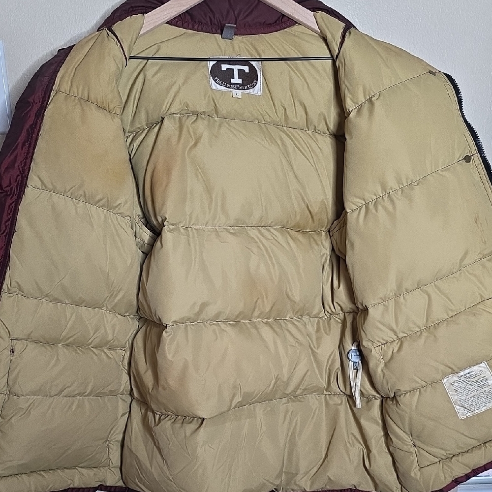 Trailwise Vintage Goose Down Puffer Jacket Maroon Large 70s 80s Gorpcore Coat - Picture 11 of 15